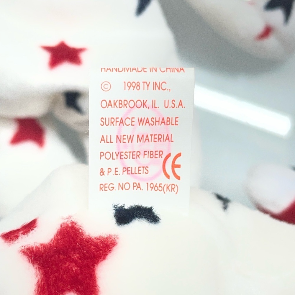 Ty Beanie Babies set 3 “Glory” white and covered in red and blue star 1 Teenie - Picture 8 of 8